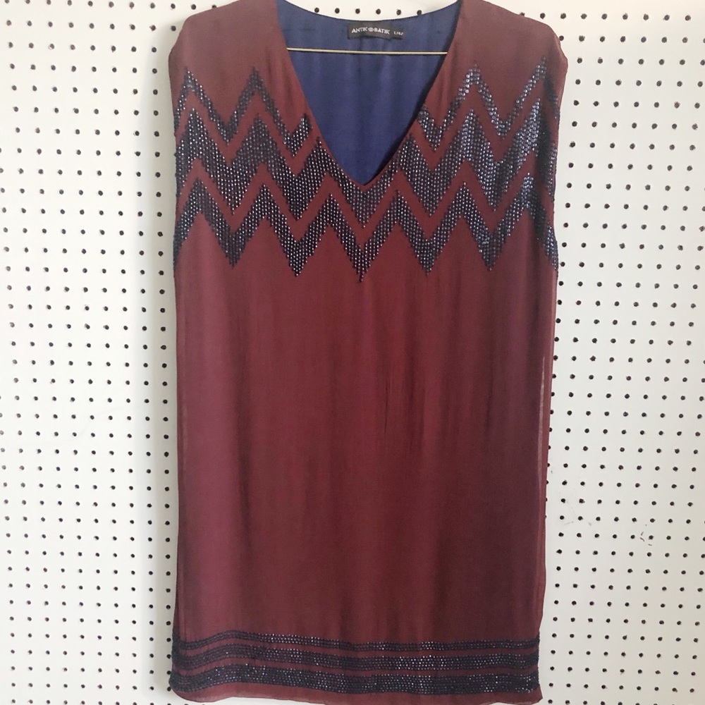 Antik Batik Art Deco inspired silk shift Dress